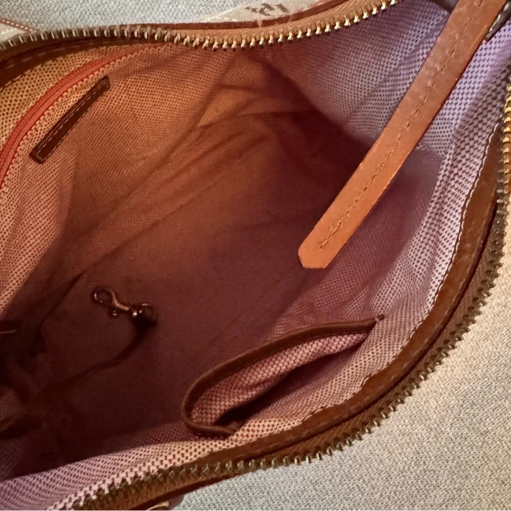 Vintage Dooney & Bourke Canvas & Leather Hobo Shoulder Bag Equestrian Style
